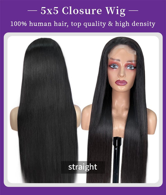 Lady Jane Luxury Silky Straight – 5x5 Closure Human Hair Wig