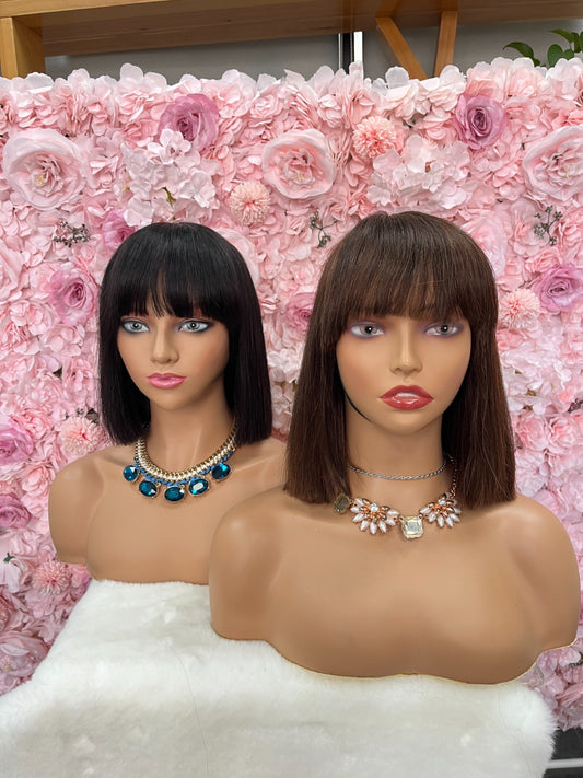 Lady Jane Luxury Human Hair Bob Wig with Fringe